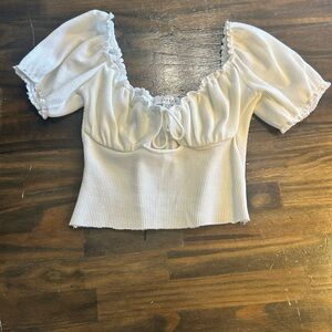Top shop Milkmaid White Ruffled Top 0-2